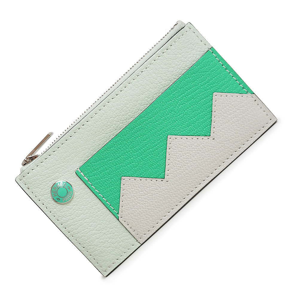 Hermes Crocodile Coin Case Wallet Card Holder Misole Comic Mushroom Green